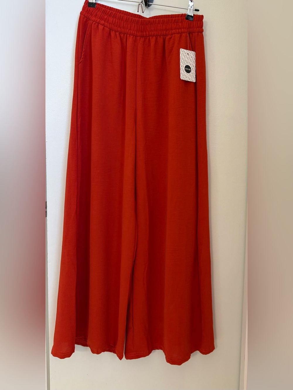 New Mix Wide Leg Pants - Orange Red Size: L New